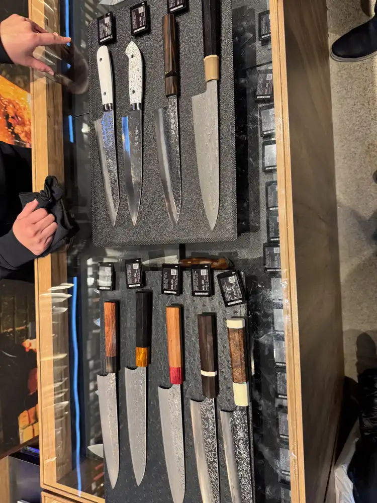 A knife shop counter