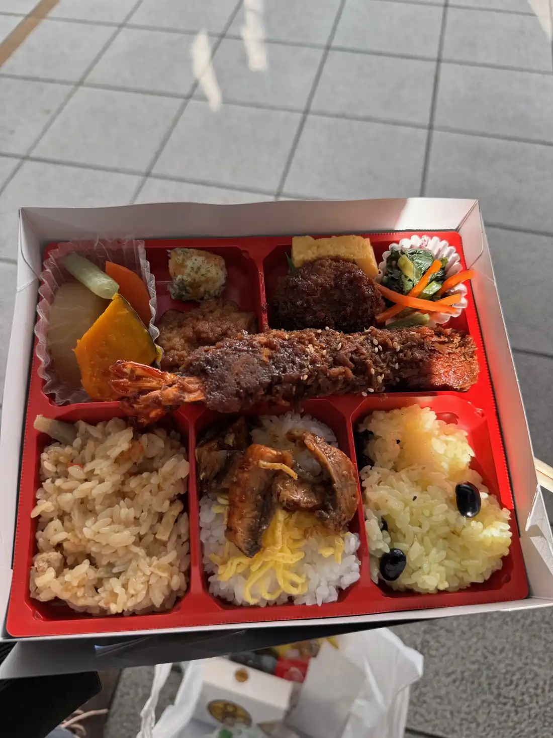 The bento opened up