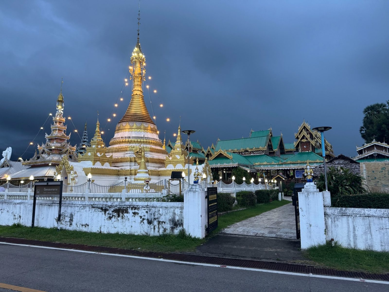 Twin chedis at twilight, Mae Hong Son