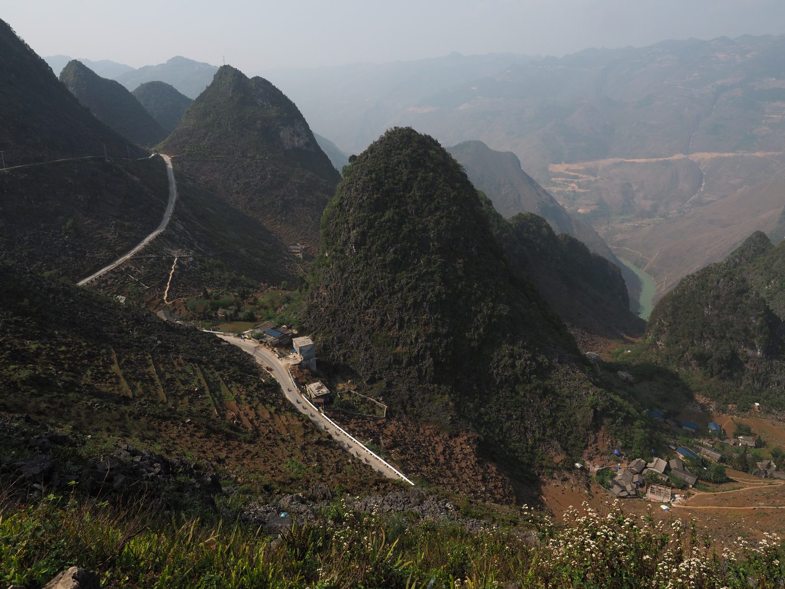 Winding road through rice terraces and H'mong villages
