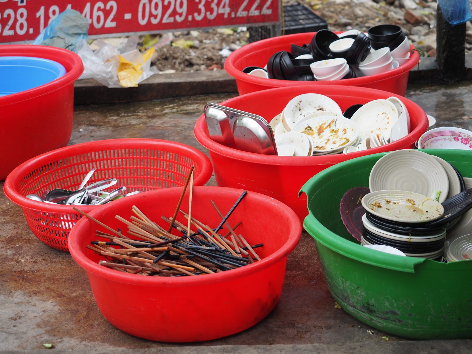 Baskets of produce at a market on the Hà Giang Loop